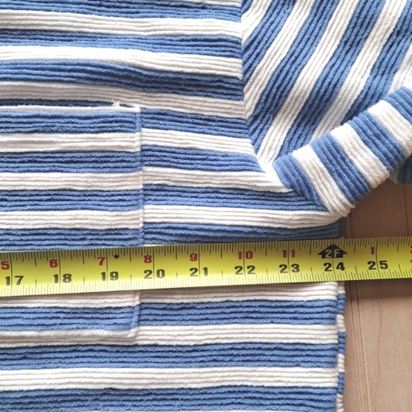 Blu Pepper Oversized Cropped Textured Boxy Blue White Striped Pullover Sweater - Picture 8 of 9